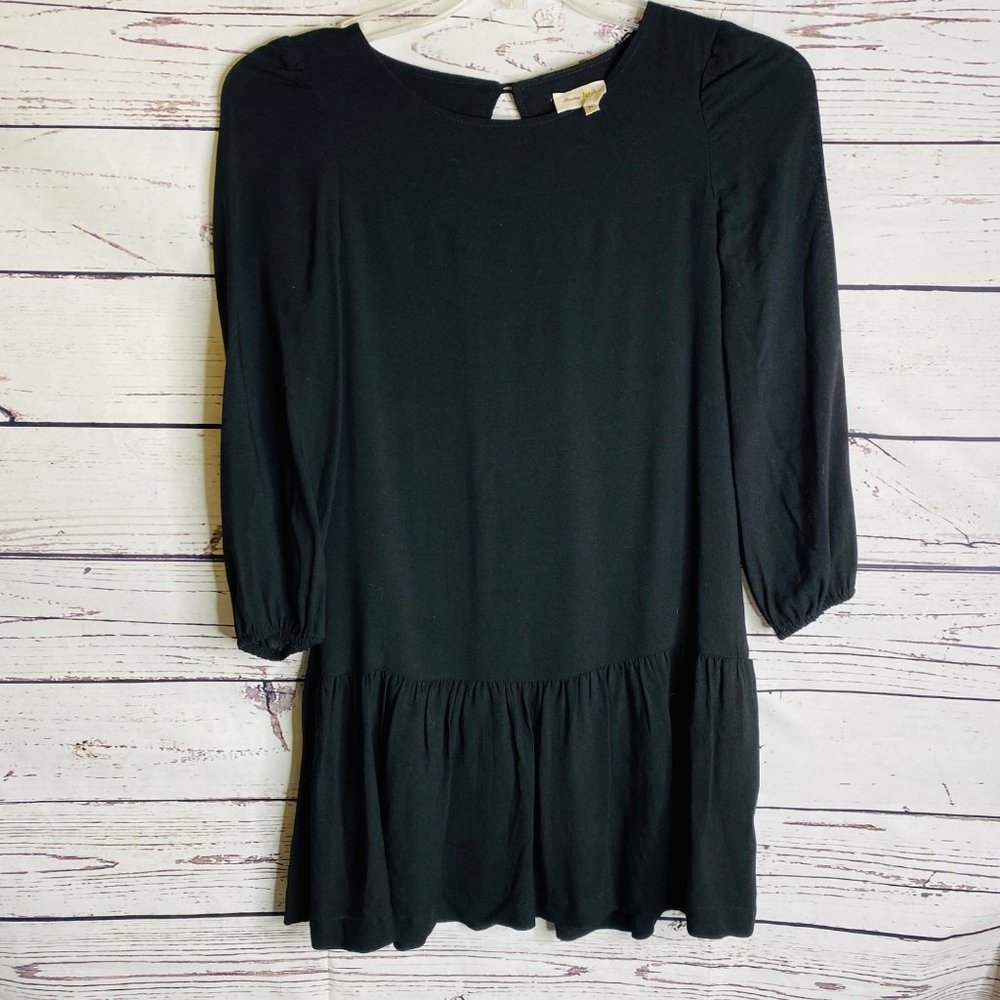 Anthropologie Meadow Rue Minutiae Women's Drop Waist Flounce Dress Black Size 0